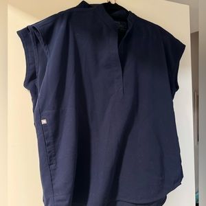 Figs Oversized Rafaela Scrub Top Navy Blue